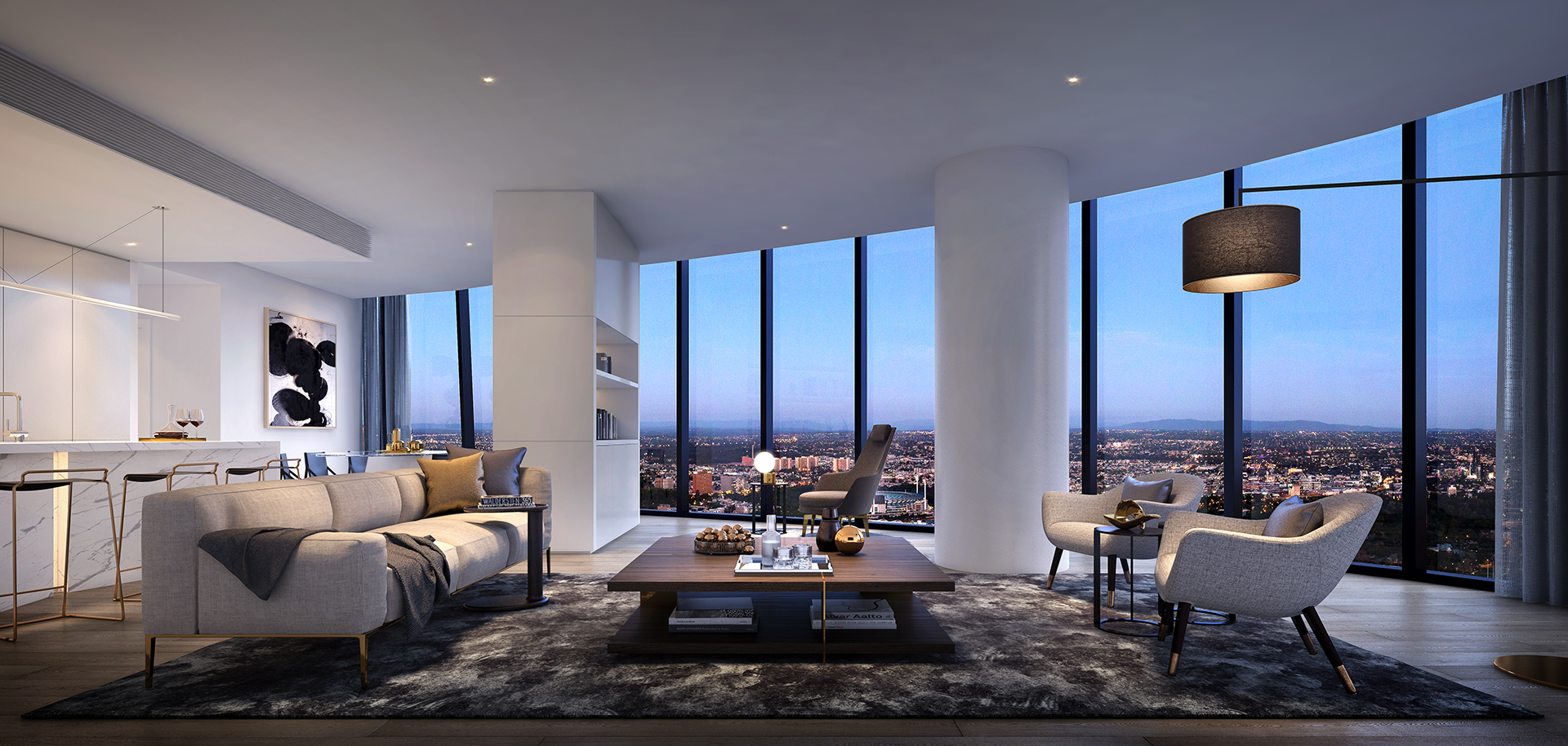 Living spaces make the most of the view that high rise living provides